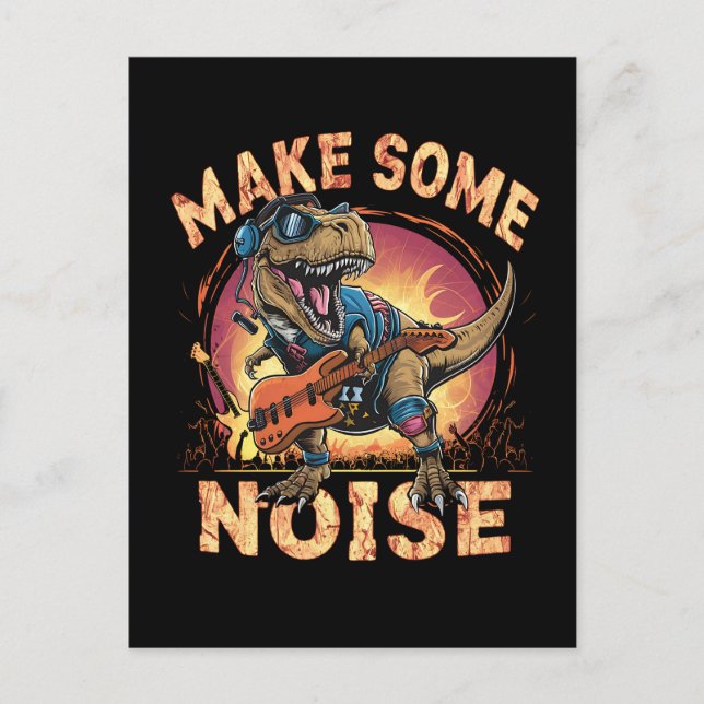 Rockande T-Rex Dinosaurkonsert Konst Vykort (Framsida)