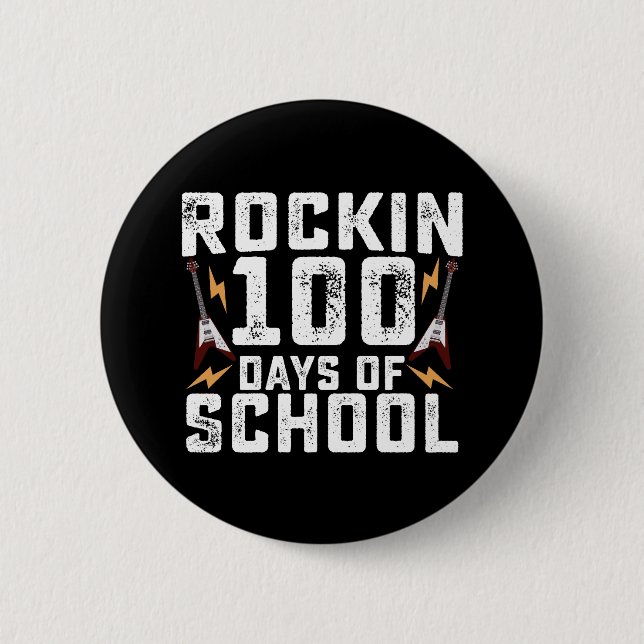 Rockar 100 Dagar i Skolan Rockgitarr Vintage Knapp (Framsida)