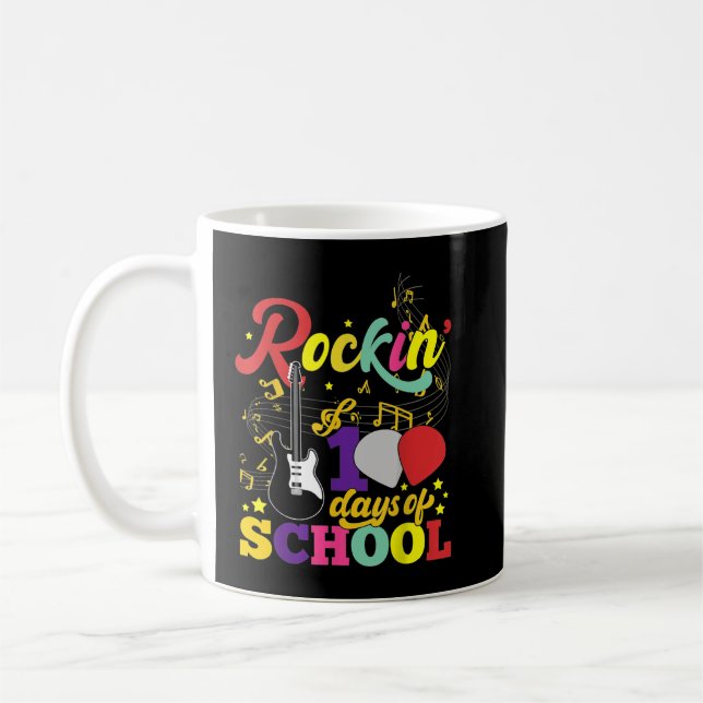 Rockar 100 skoldagar Gitarrstudent Musik Te Kaffemugg (Vänster)
