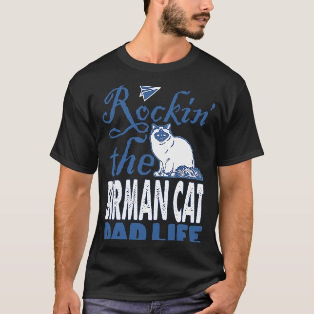 Rockar Birman Kattpappa Livet Fars Dag T Shirt (Framsida)