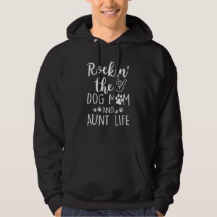 Rockar Dog Mom och Aunt Life Mors Dag Hund Hoodie
