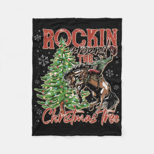 Rockar runt jul cowboy trädet Santa Rid Fleecefilt