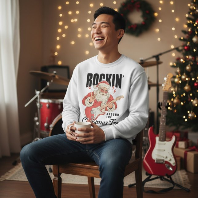 Rockar runt julgranen Rockmusik Tomte Lång Ärmad Tröja (Skapare uppladdad)