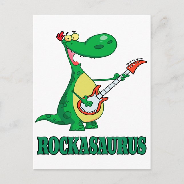 rockasaurus rock n roll dino dinosaur.ai vykort (Framsida)