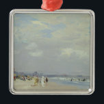 Rockaway Beach (New York) (av E.H. Potthast) Julgransprydnad Metall<br><div class="desc">Den här designen har en målning av den amerikanska intsionistmålaren Edward Henry Potthast (1857-1927). Det visar en vintage vid Rockaway Beach, som är ett grannskap på Rockaway-Peninsulan i New York-stadsborrningen i Queens: den största stadsstranden i Förenade Stater. I denna bild kan man se hur man går och går sitta på...</div>