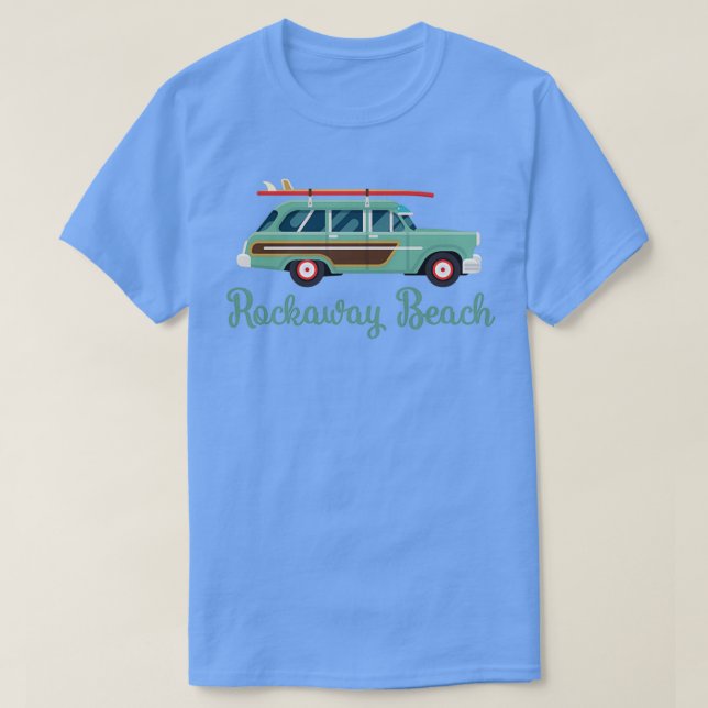 Rockaway Beach New York Retro Surfa Wagon T Shirt (Design framsida)