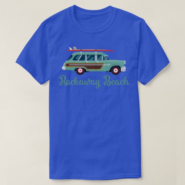 Rockaway Beach New York Retro Surfa Wagon T Shirt (Design framsida)