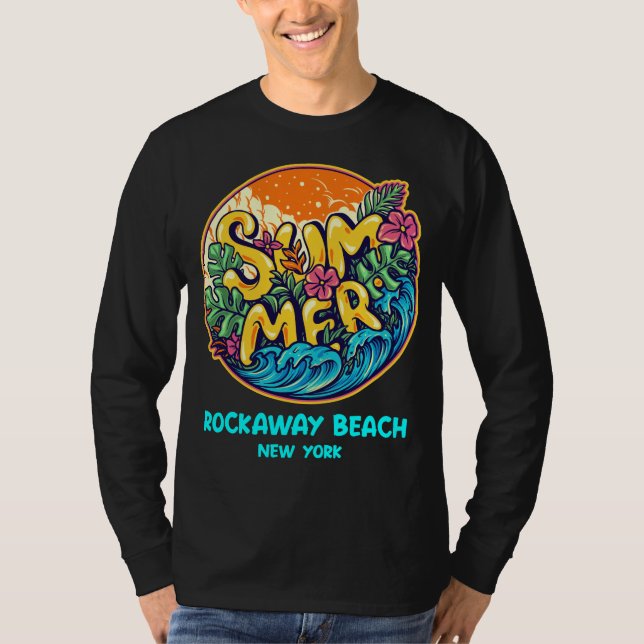 Rockaway Beach New York Summer Vacation Souvenir T Shirt (Framsida)