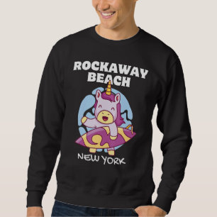 ROCKAWAY BEACH NEW YORK Vintage Surfa Retro Unicor Lång Ärmad Tröja