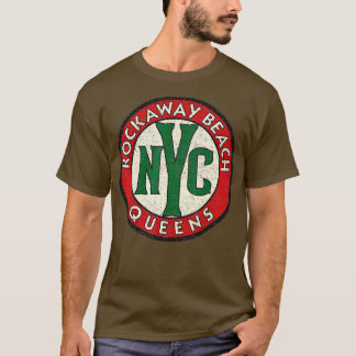 Rockaway Beach Queens NYC Vintage Road Sign Distre T Shirt