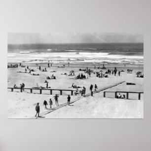 Rockaway, Oregon Beach Scene och Swimmers Poster