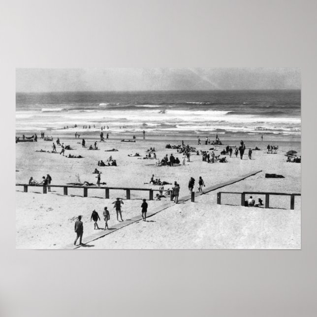Rockaway, Oregon Beach Scene och Swimmers Poster (Framsidan)