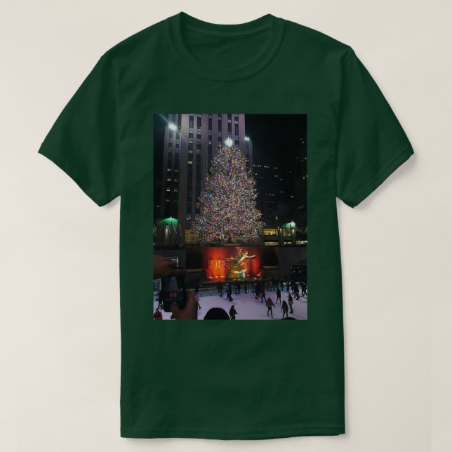 Rockefeller Center Christmas Tree Scene T Shirt (Design framsida)