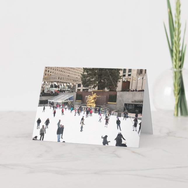 Rockefeller Center God jul Ice Rink NYC Helgkort (Framsida)