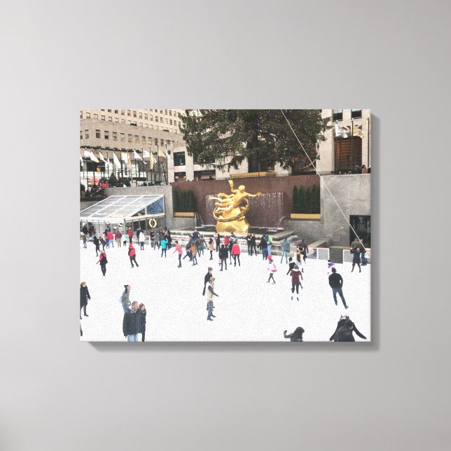 Rockefeller Center Ice Skating Rink jul NYC Canvastryck (Framsida)