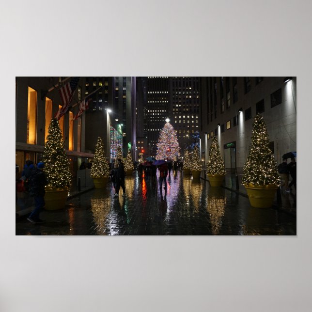 Rockefeller Center Julgran i reflektion Poster (Framsidan)