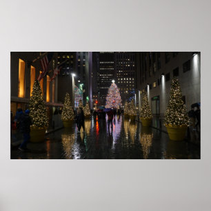 Rockefeller Center Julgran i reflektion Poster