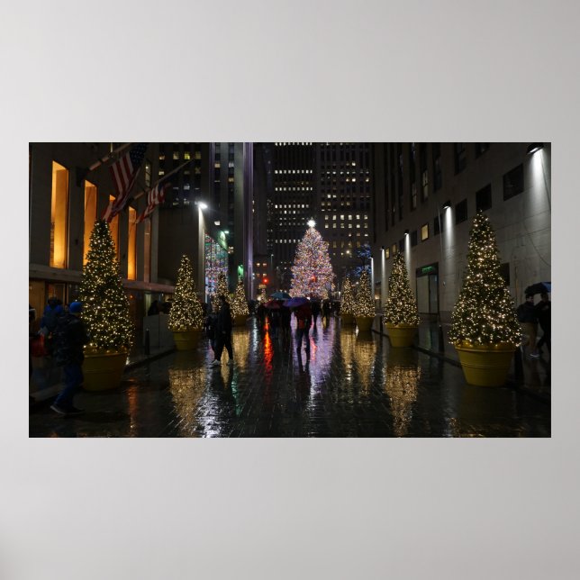 Rockefeller Center Julgran i reflektion Poster (Framsidan)