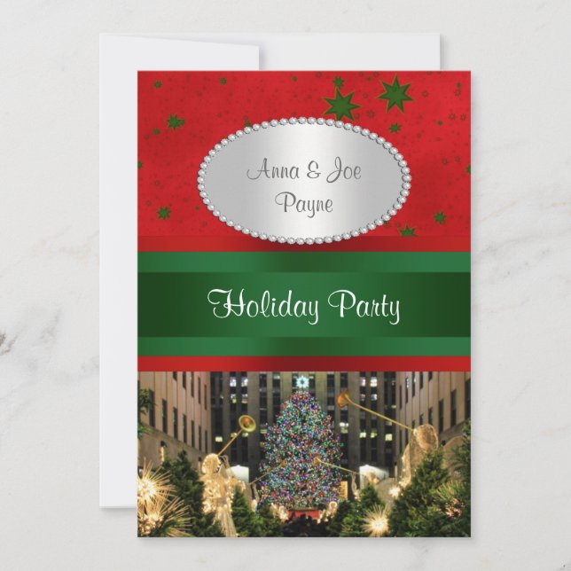 Rockefeller Center Julgran, Red Grn Stars P Inbjudningar (Framsida)