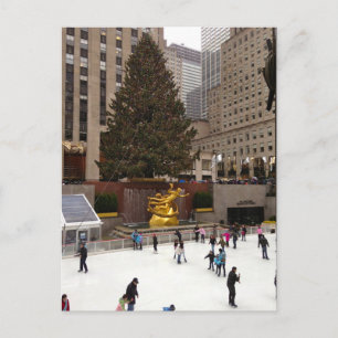 Rockefeller Center Julgran Skating Rink NYC Helg Vykort