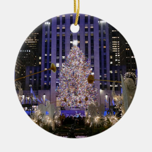 Rockefeller Center's Änglar & Julgran - Julgransprydnad Keramik (Framsidan)