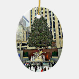 Rockefeller centrerar julgranprydnaden julgransprydnad keramik