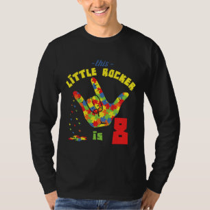 Rocker Age 8 Born Birth Puzzle Autism Awareness T Shirt