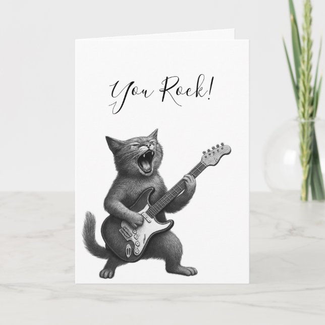 Rocker Cat Card Kort (Framsida)