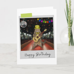 Rocker Cat Funny Birthday Card Kort