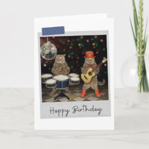 Rocker Cats Funny Birthday Card Kort