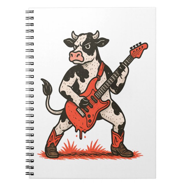 Rocker Cow, Cow Pay Guitar Anteckningsbok (Framsidan)