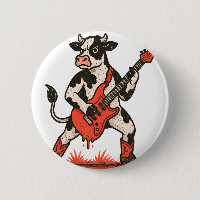 Rocker Cow, Cow Pay Guitar Knapp (Framsida)