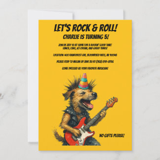 Rocker Dog Födelsedagsinbjudan Inbjudningar