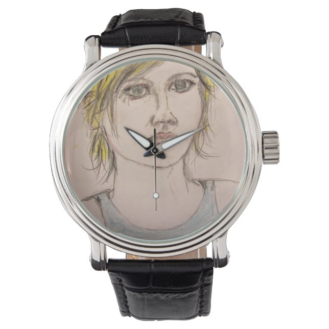 Rocker Girl med Tattoo Armbandsur (Framsida)