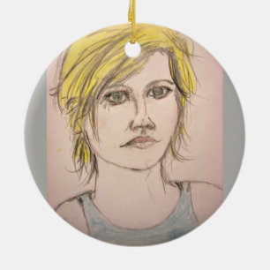 Rocker Girl med Tattoo Julgransprydnad Keramik