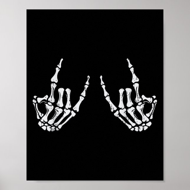 Rocker Hand Sign Sten Skeleton Halloween Costume M Poster (Framsidan)