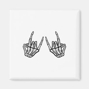 Rocker Hand Sign Sten Skeleton Retro Halloween Man Magnet