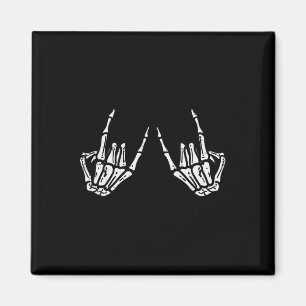 Rocker Hand Sign Sten Skeleton Retro Halloween Man Magnet