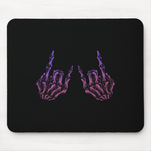 Rocker Hand Sign Sten Skeleton Retro Halloween Man Musmatta (Framsidan)