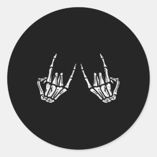Rocker Hand Sign Sten Skeleton Retro Halloween Man Runt Klistermärke