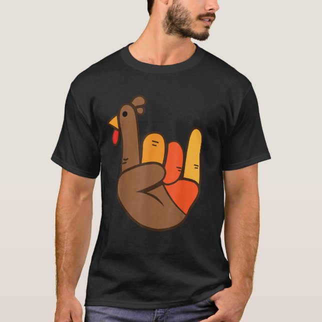 Rocker Hand Turkiet sten lustig Thanksgiving manar T Shirt (Framsida)
