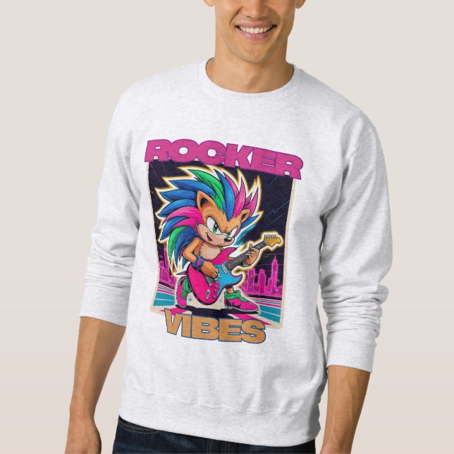Rocker Hedgehog Lång Ärmad Tröja (Framsida)