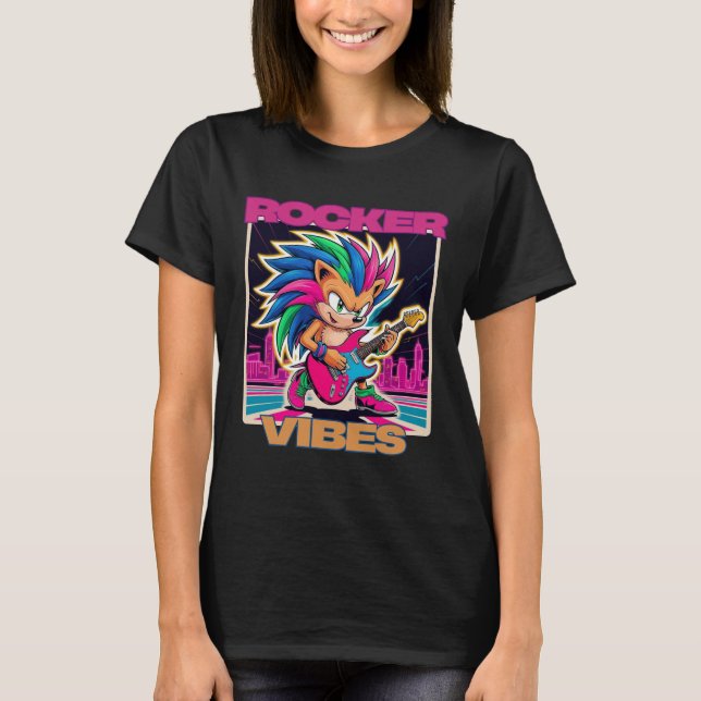 Rocker Hedgehog T Shirt (Framsida)