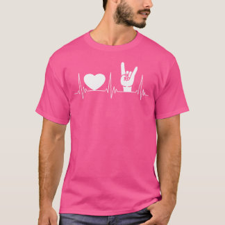 Rocker Horns Hand Hjärtklappning Jag älskar Heavy- T Shirt