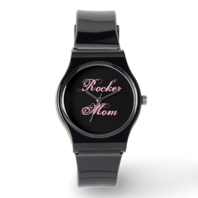 Rocker Mamma Armbandsur (Svart & Rosa) (Framsida)