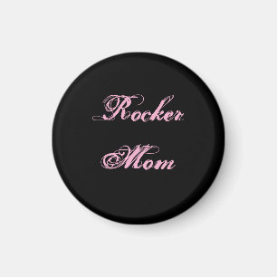 Rocker Mamma Kylskåpsmagnet (Svart & Rosa)