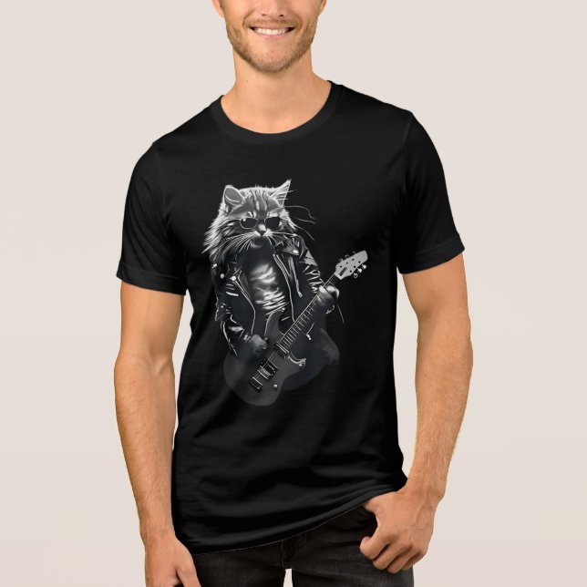 rocker metal cat tshirt t shirt (Framsida)
