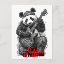 Rocker Panda säger: Rock är frihet på Helg Vykort