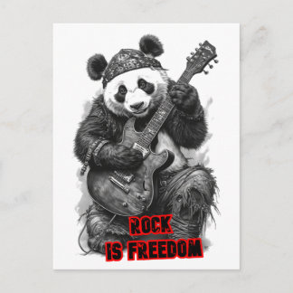 Rocker Panda säger: Rock är frihet på Helg Vykort