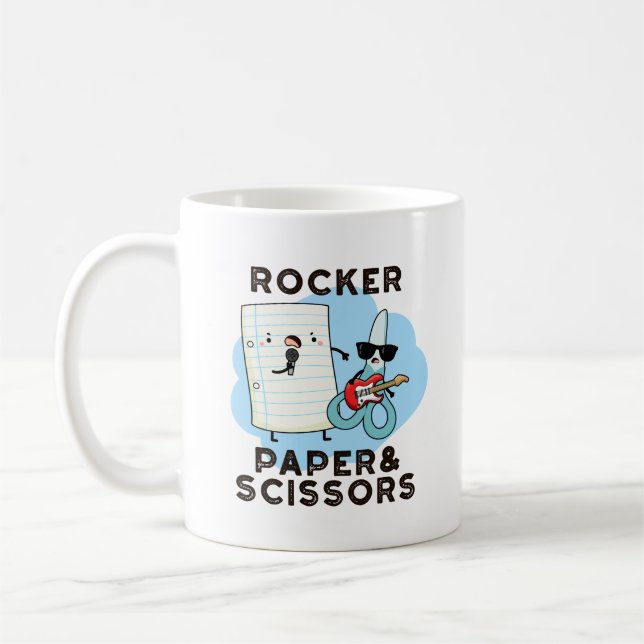 Rocker Papper och saxar Funny Game Pun Kaffemugg (Vänster)
